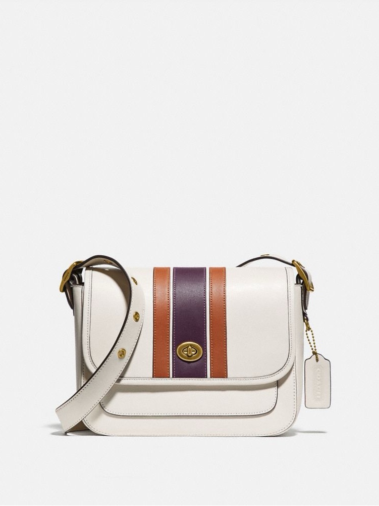 Authentic Coach Rambler Crossbody With Varsity Stripe In Chalk Multi 89139 | Euc